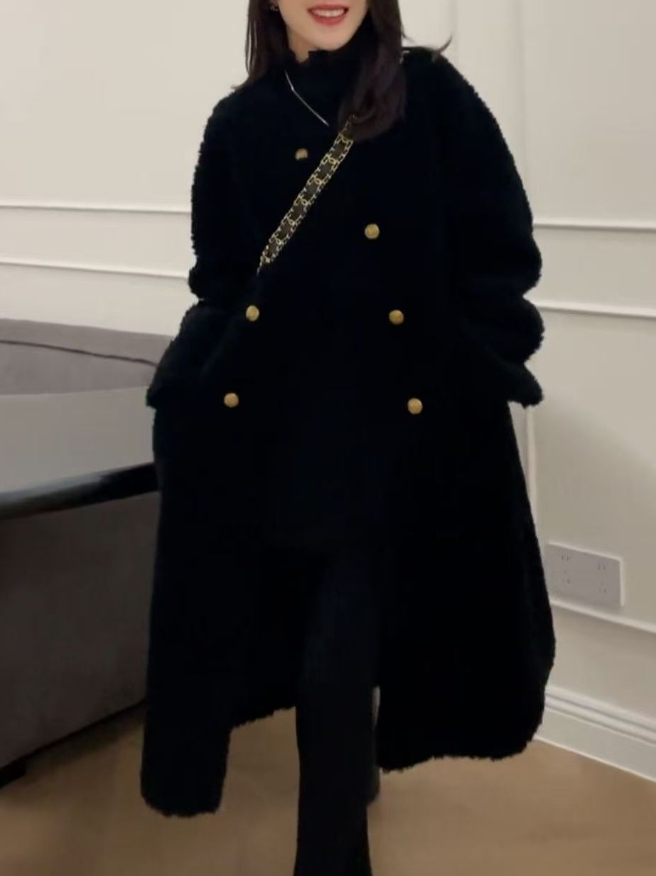 Wool Coat Peacoat - Plus size, halflange jas van imitatiebont,