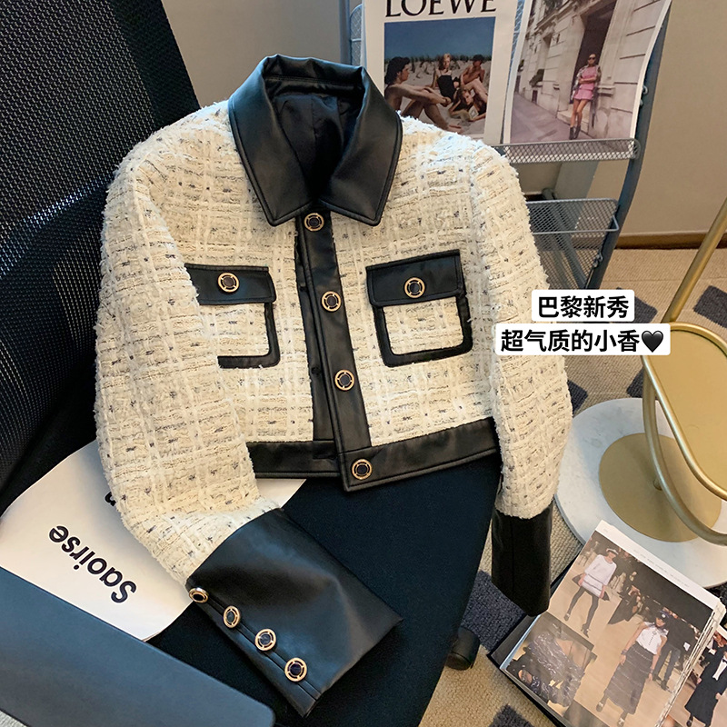 Wool Coat Peacoat - Contrasterende stiksels Tweed geurig windjasje Dames